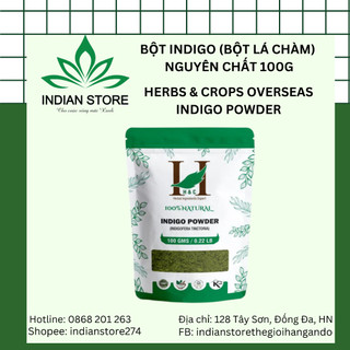 Bột Indigo bột lá chàm 100% nguyên chất nhuộm tóc phủ bạc H&C Indigo Powder 100g