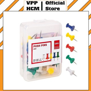 Đinh ghim giấy Deli 0021,Đinh ghim dù nhựa dùng ghim bảng nỉ bảng bần