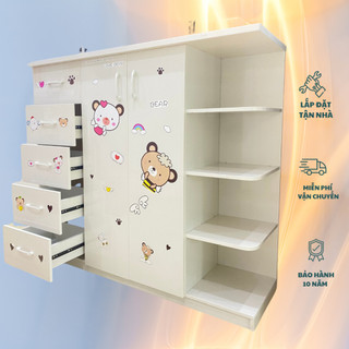 Tủ Quần Áo Nhựa Đài Loan Chính Hãng Tủ Nhựa Cho Bé Trai Bé Gái Chịu Lực Tốt Nhất Tủ 3 Buồng 5 Ngăn Kéo Kèm Kệ