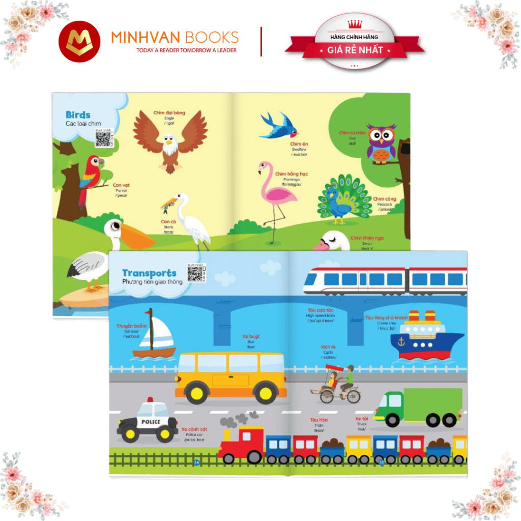 Sách - Bé Học Tiếng Anh Qua Hình Ảnh 1000+ Từ Vựng Tiếng Anh Đầu Tiên Cho Bé - Quét Mã QR File Nghe