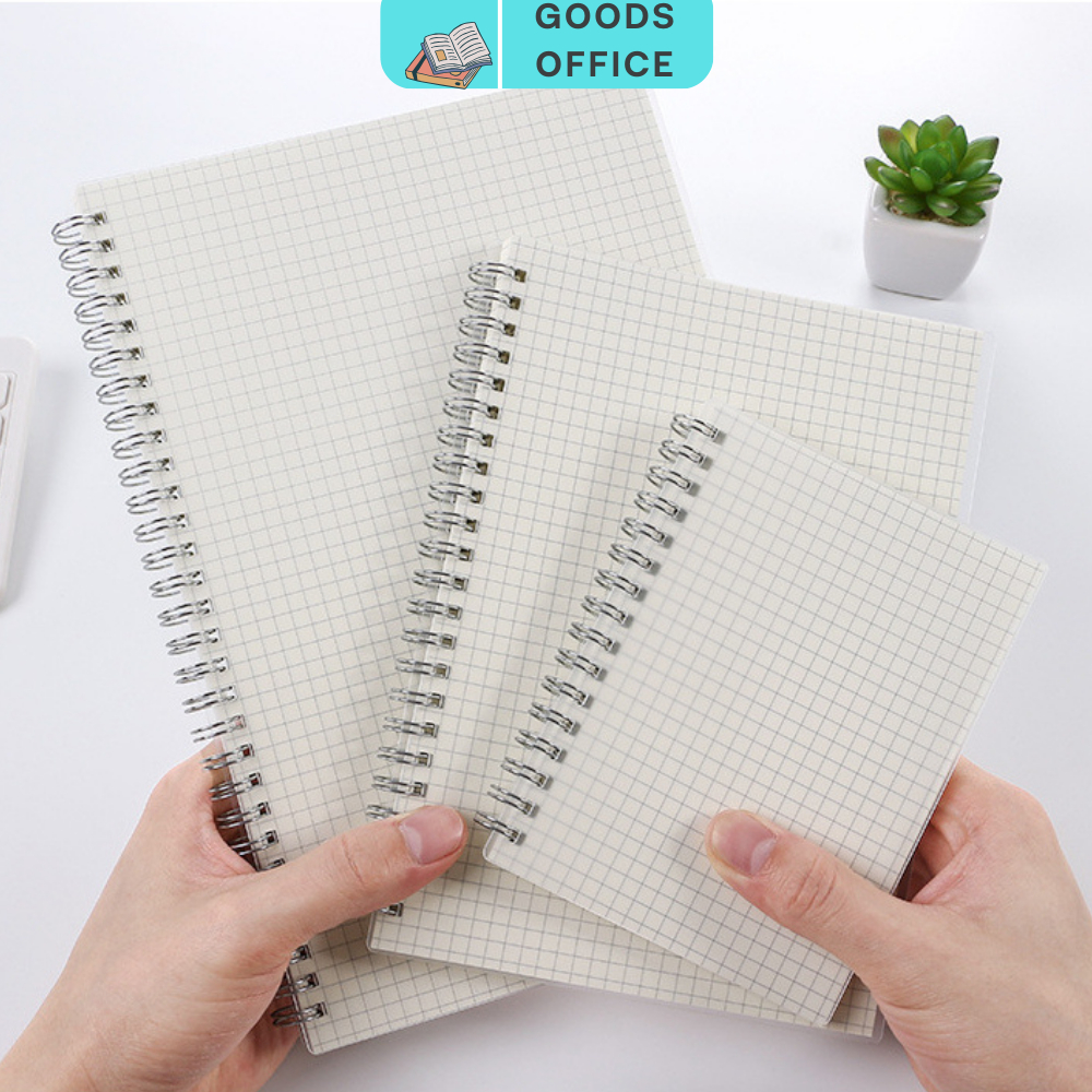 Sổ Tay Lò Xo A5-B5 , Bìa Nhựa Trong Suốt -  160 Trang Kẻ Ngang, Caro Goods