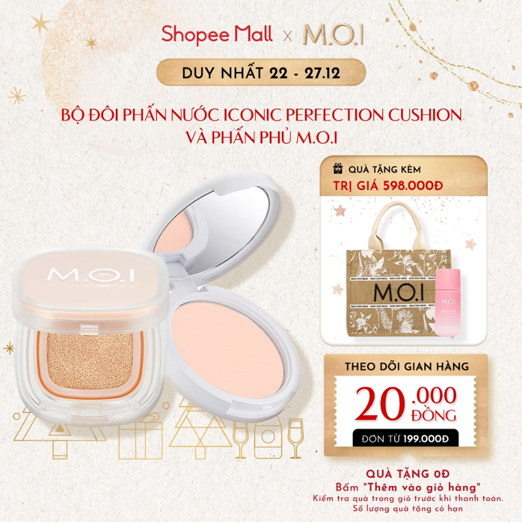 Bộ đôi M.O.I Phấn nước Iconic Perfection Cushion và Phấn phủ Baby Skin Powder