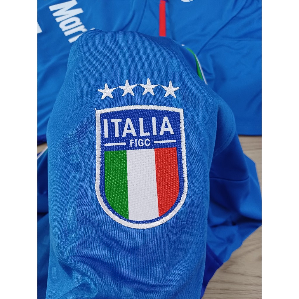 Quần Áo Bóng Đá Tuyển Italia Xanh Thiên Thanh 2024 logo thêu  - Tuyển Ý Thun Lạnh Cao Cấp, Không Nhăn, Không Xù Lông A20