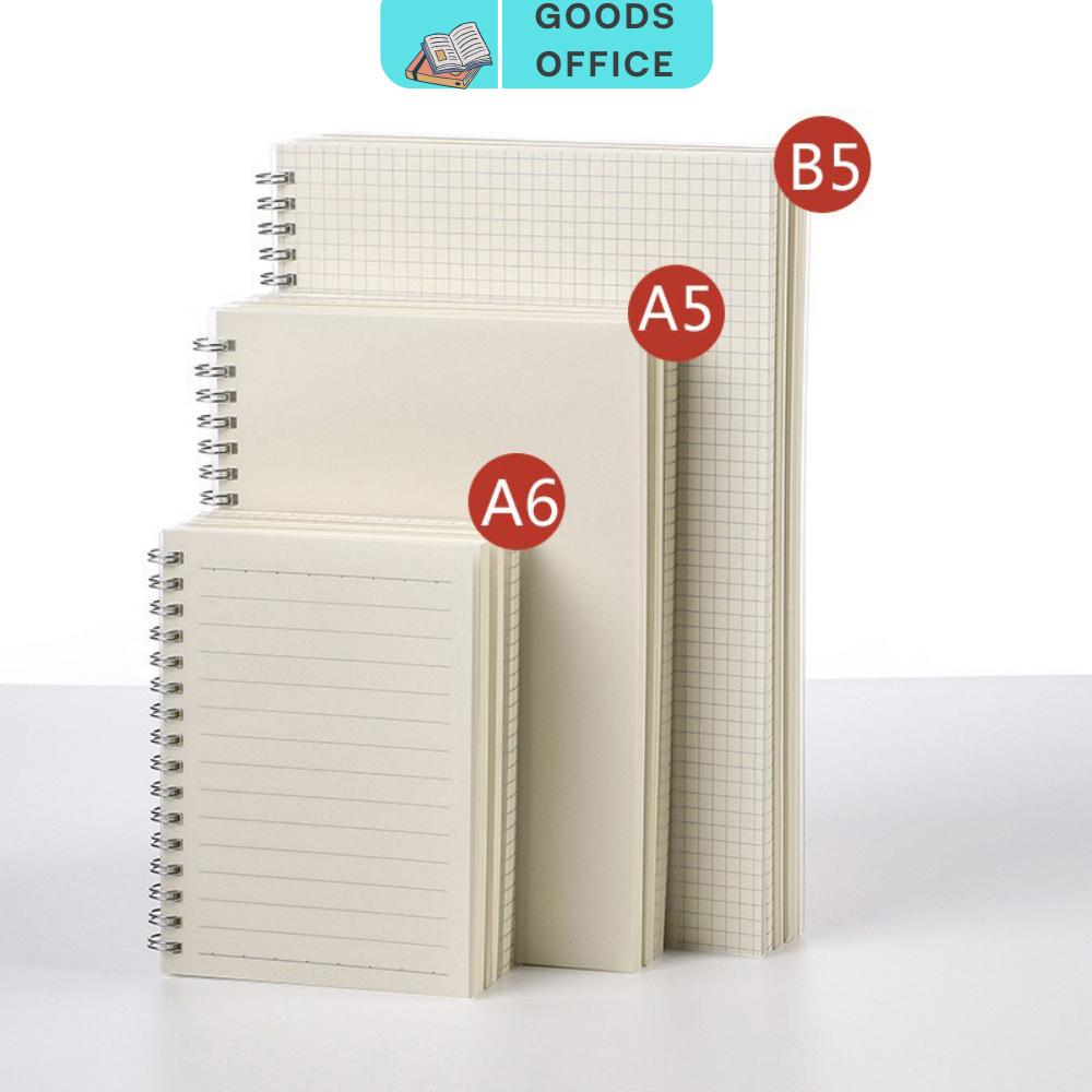 Sổ Tay Lò Xo A5-B5 , Bìa Nhựa Trong Suốt -  160 Trang Kẻ Ngang, Caro Goods