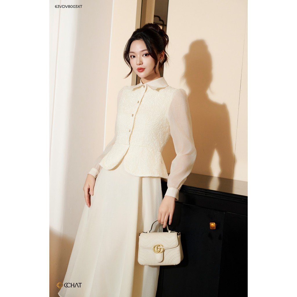 Đầm Nữ 𝐂𝐂𝐇𝐀𝐓 Tơ Ren Loli Tiểu Thư Chất Liệu Cao Cấp 63VDV8003XT