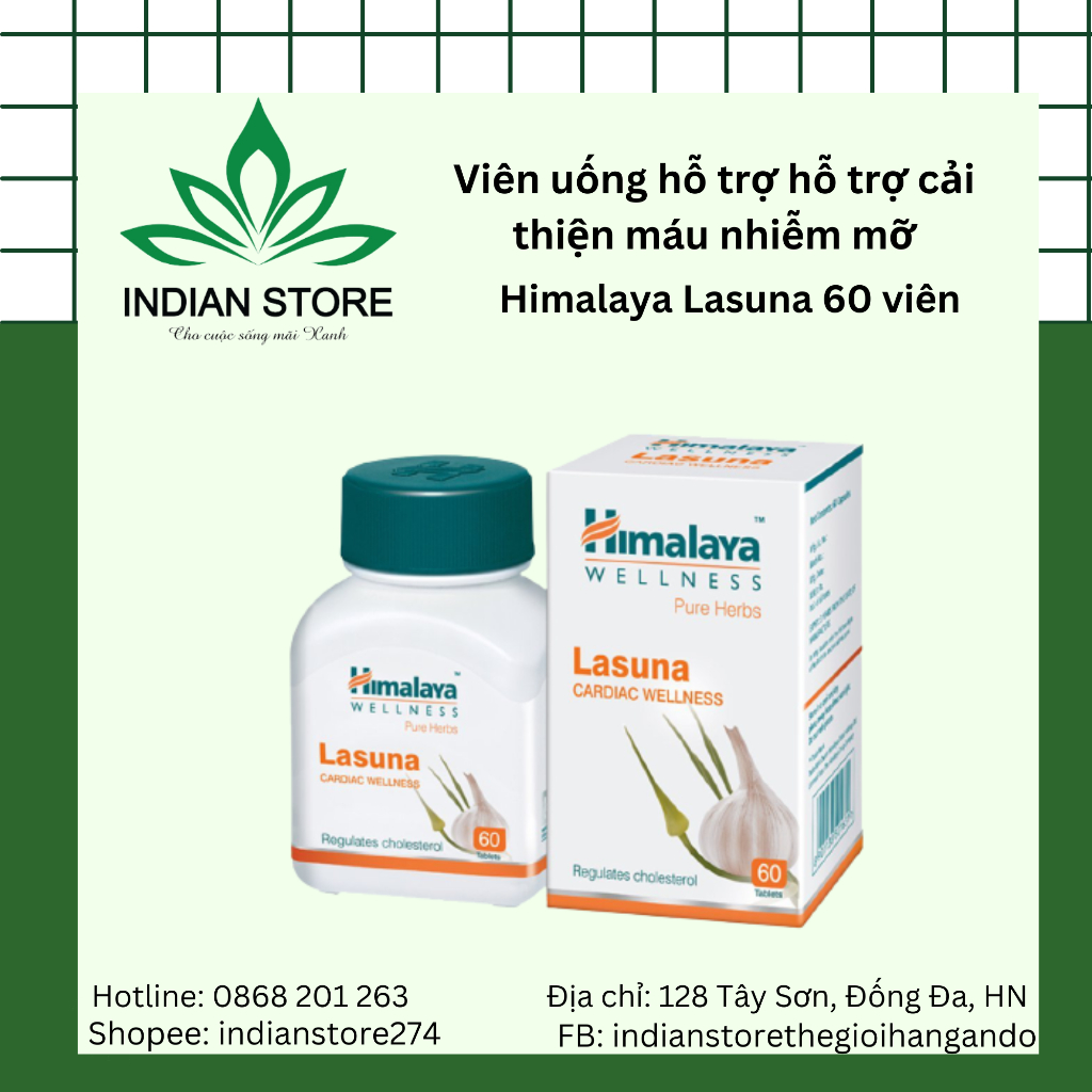 Viên uống hỗ trợ cải thiện máu nhiễm mỡ, xơ cứng động mạch - Himalaya Lasuna