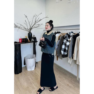 Chân Váy Len Midi Bút Chì Cạp Chun Co Giãn