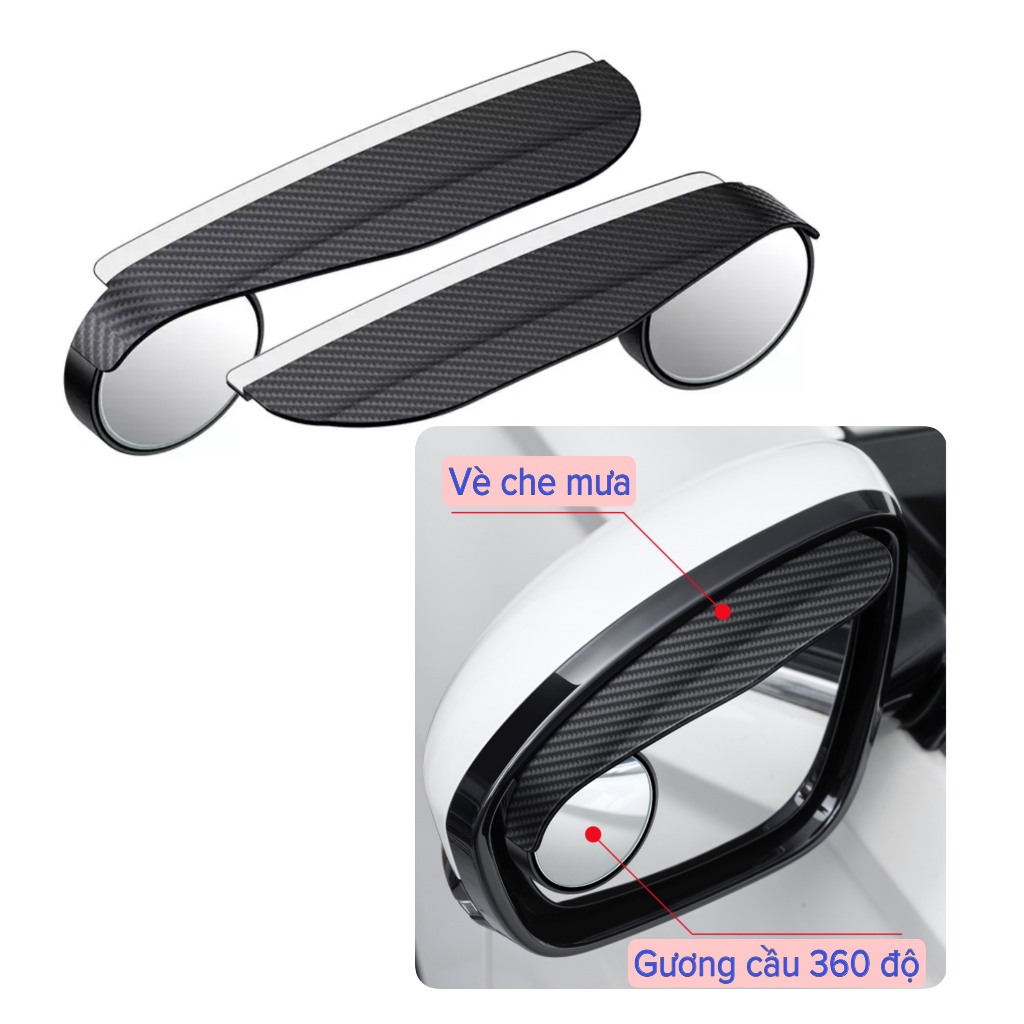 Vè che chắn mưa kèm gương cầu xóa điểm mù gắn gương chiếu hậu ô tô xe hơi hạn chế bám nước mở rộng tầm nhìn