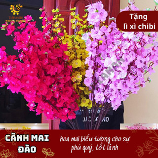  Combo 10 Cành Hoa Đào Hoa Mai Giả Trang Trí Tết Đủ Mẫu Cành Dài 1m 