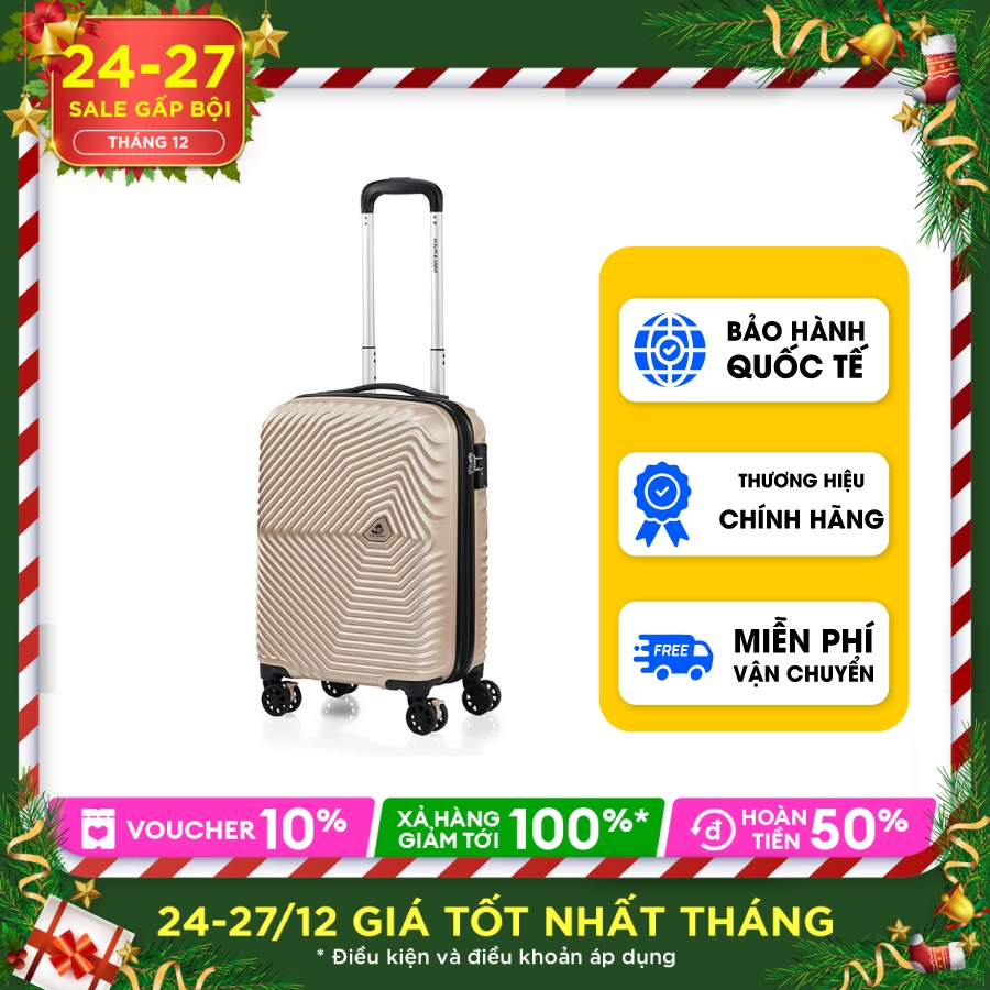 Vali kéo Kami 360∞KAMILIANT size cabin 55/20inch - MỸ:Hệ thống 4 bánh xe đôi xoay 360° với nút chặn Khóa kéo chống trộm