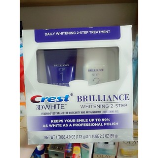 Sale: set kem đánh răng giúp trắng răng crest 3d white brilliance whitening 2- step. hàng mỹ.