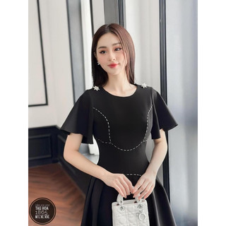 Đầm xoè viền chỉ nổi (sp917)