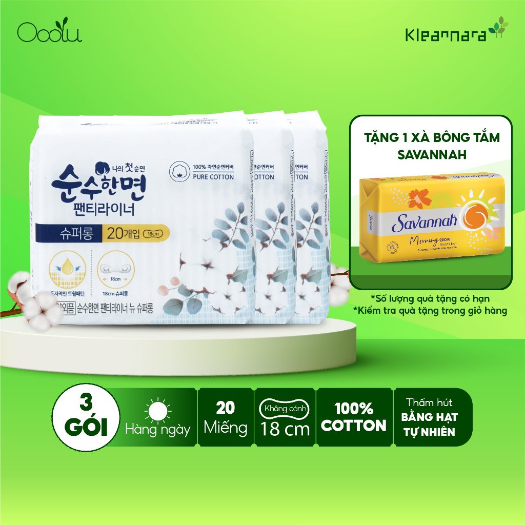 Combo 3 Băng vệ sinh Kleannara Soonsoohan Superguard Hàn Quốc hằng ngày 18cm - 20 miếng/gói ( không cánh )
