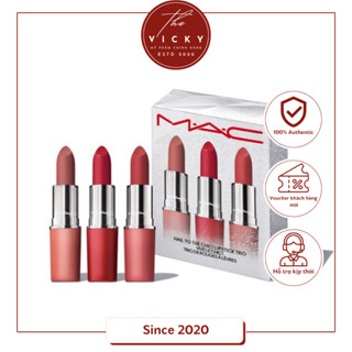Set 3 son Mac Hail To The Chic Trio set 3 thỏi Ruby Woo, Teddy 2.0, Stay Curious full size - The Vicky Store