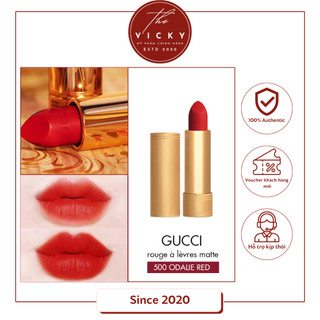 Son lì gucci rouge à lèvres voile mat màu 500 odalie red – đỏ cam 3,5g full size -