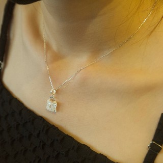  Dây chuyền vòng cổ bạc Ổ Khoá đính đá lấp lánh cực xinh SILVER CHIC bạc 925