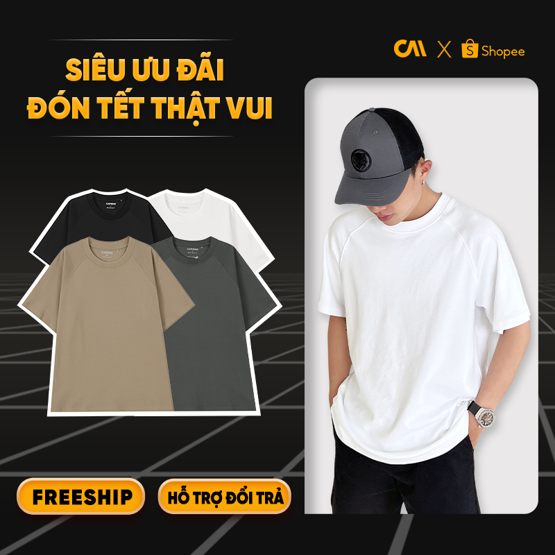 Áo thun unisex RAGLAN phom rộng CAPMAN dành cho nam nữ