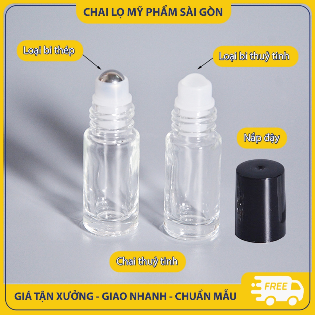 Chai thủy tinh chiết nước hoa, tinh dầu 1ml/ 2ml/ 3ml/ 5ml, chai lăn bi chiết nước hoa, nhỏ gọn - BuyOne - BOPE22