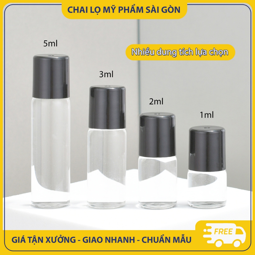 Chai thủy tinh chiết nước hoa, tinh dầu 1ml/ 2ml/ 3ml/ 5ml, chai lăn bi chiết nước hoa, nhỏ gọn - BuyOne - BOPE22