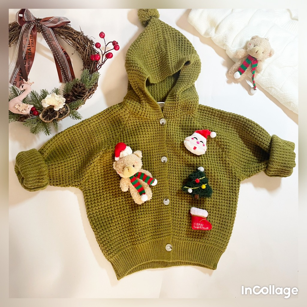 Áo len bé trai hãng MYMYAN Áo khoác len cardigan trẻ em mùa đông có mũ 2-8 tuổi