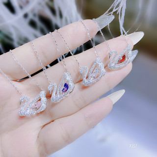 Dây chuyền bạc nữ chy silver thiên nga đá nhảy nhiều màu bạc ý s925