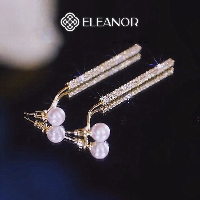 Bông tai nữ dáng dài chuôi bạc 925 Eleanor Accessories đính đá ngọc trai nhân tạo phụ kiện trang sức 6135