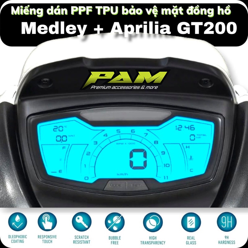 Miếng dán PPF mặt đồng hồ Piaggio Medley và Aprilia GT200