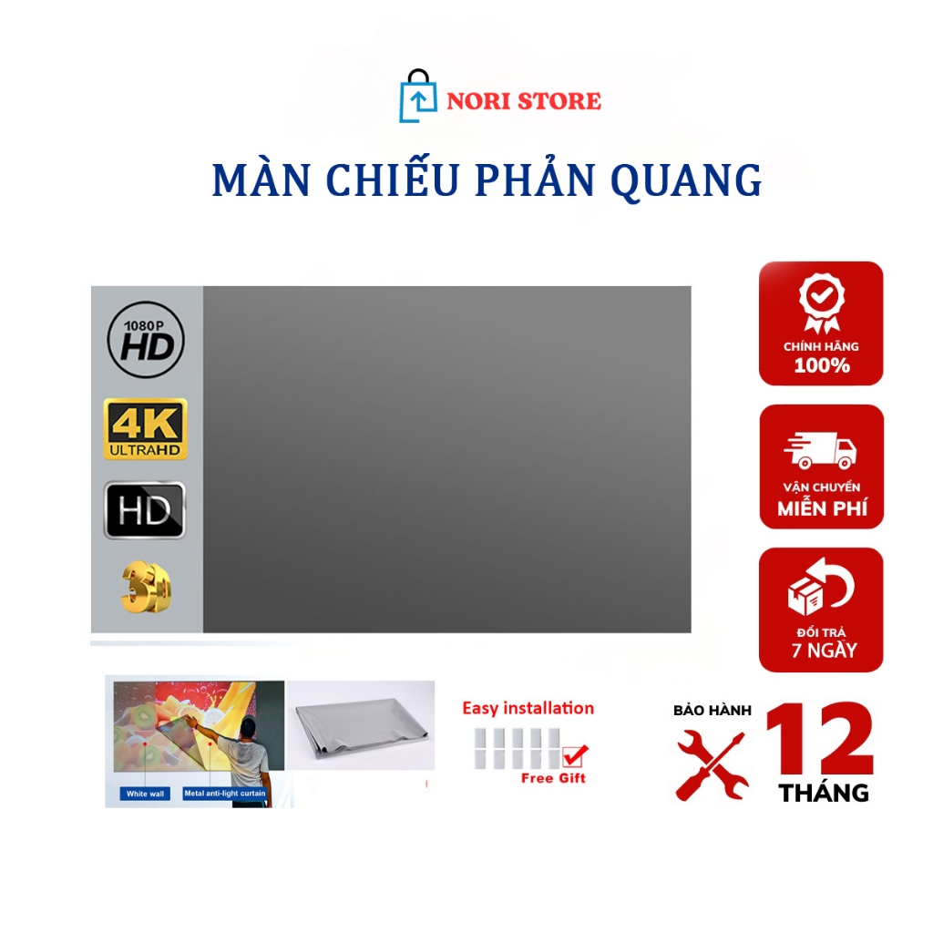 Màn Chiếu Treo Tường, Màn Chiếu Phản Quang CORISU Gấp Gọn, Tăng Độ Sáng, Tương Phản, Kích Thước 100 I