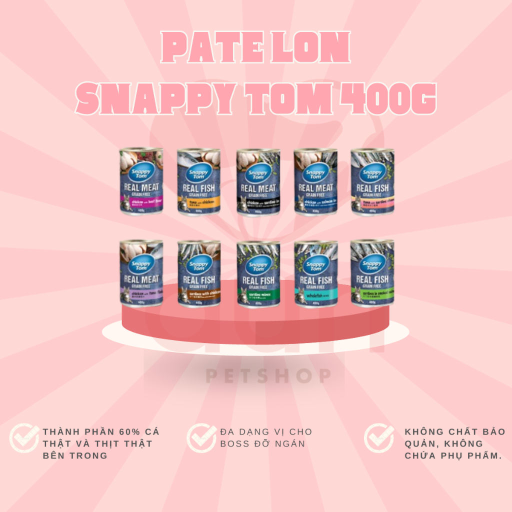 Pate lon Snappy Tom cho mèo 400g