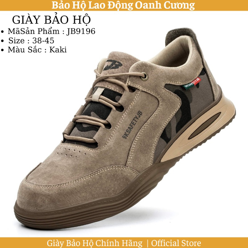 Giày bảo hộ JB 9196 chất liệu da lộn phối vải thoáng khí, chống đinh chống va đập