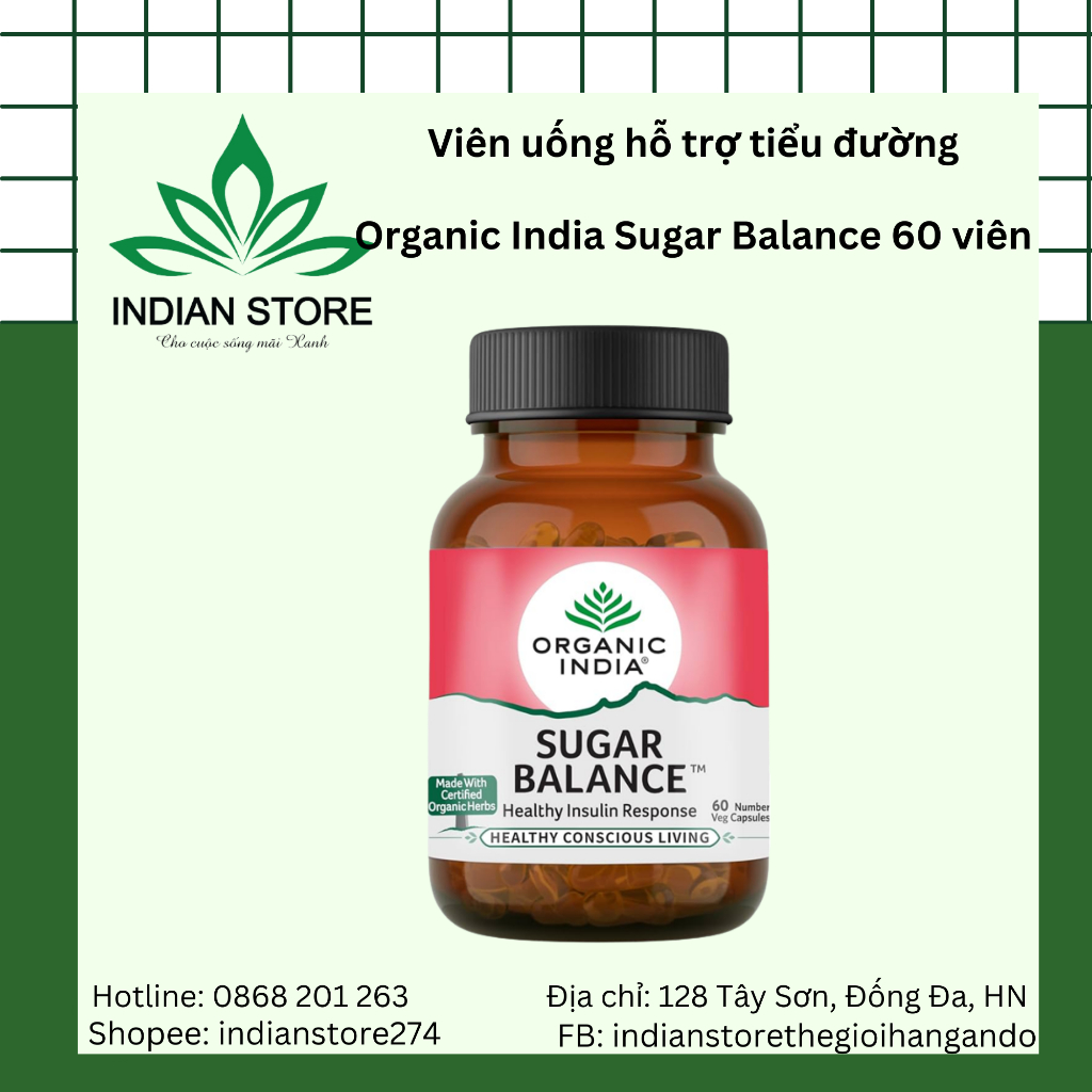 Viên uống hỗ trợ tiểu đường Organic India Sugar Balance