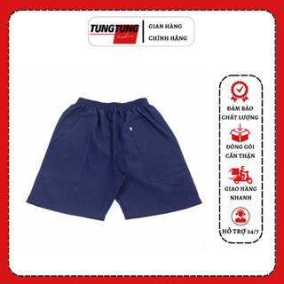 Quần short nam thun tròn cho học sinh tiểu học màu XANH ĐEN quần đùi đồng phục bé trai cao cấp chất vải Terin gân