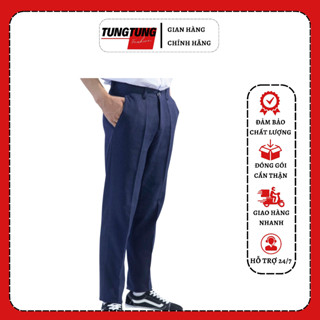 Quần tây đi học nam màu xanh đen quần tây học sinh cấp 2 3 cạp cao ống suông chất vải gân cao cấp
