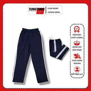 Quần thể dục 3 sọc chất poly co giãn 4 chiều màu xanh đen quần thể dục học sinh cấp 1 2 3 có bigsize