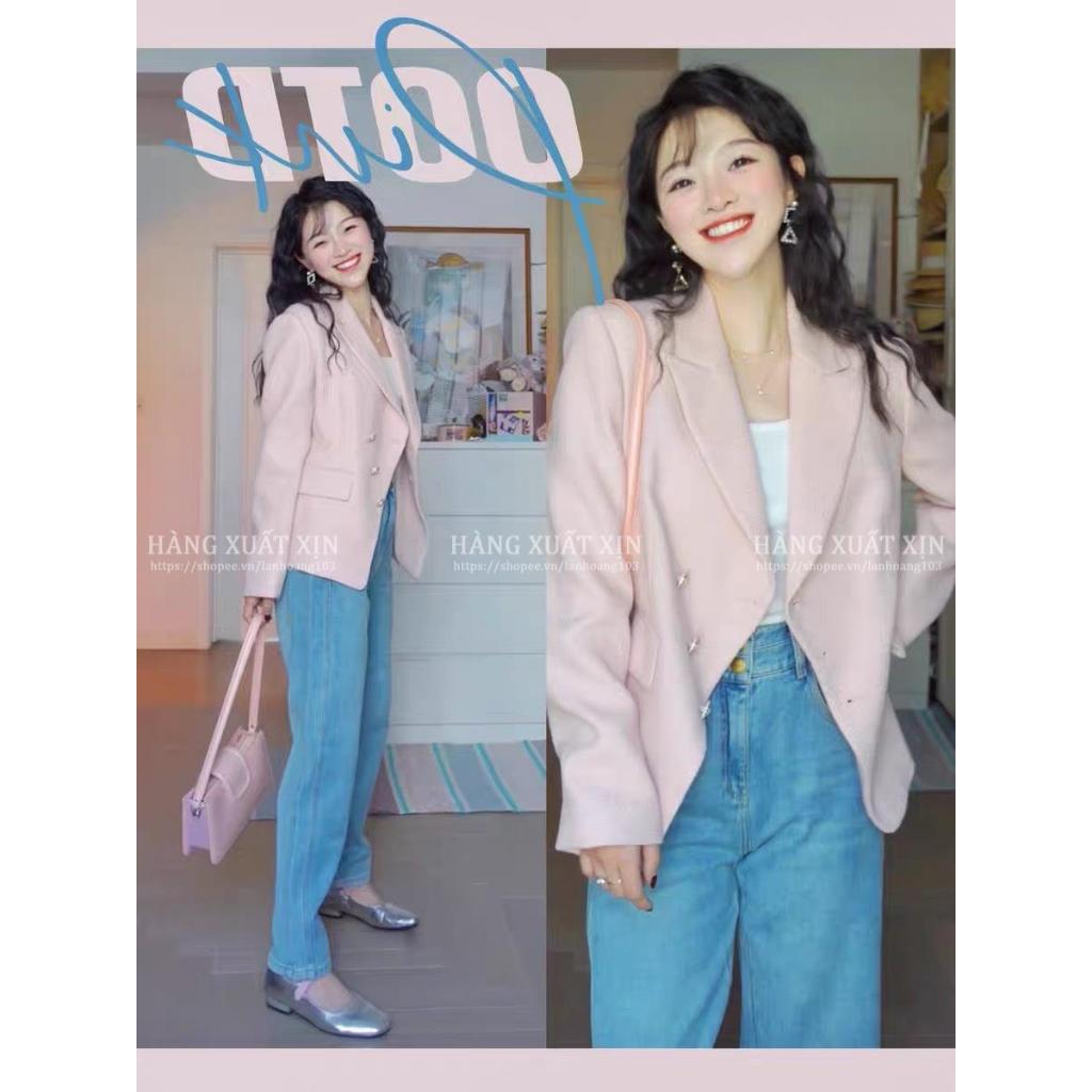 Áo vest dạ Vero màu hồng pastel siêu đẹp