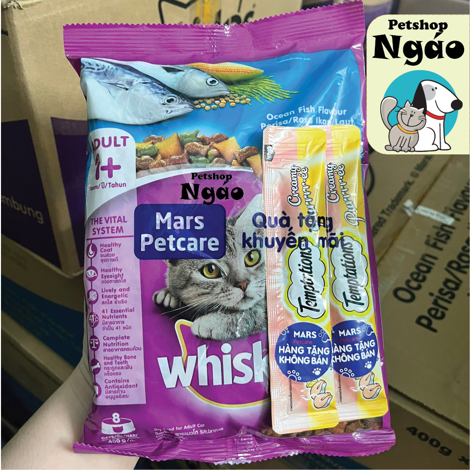 WHISKAS 400g - Thức ăn hạt có nhân cho mèo cá biển và cá thu ___