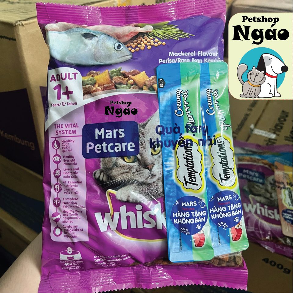 WHISKAS 400g - Thức ăn hạt có nhân cho mèo cá biển và cá thu ___