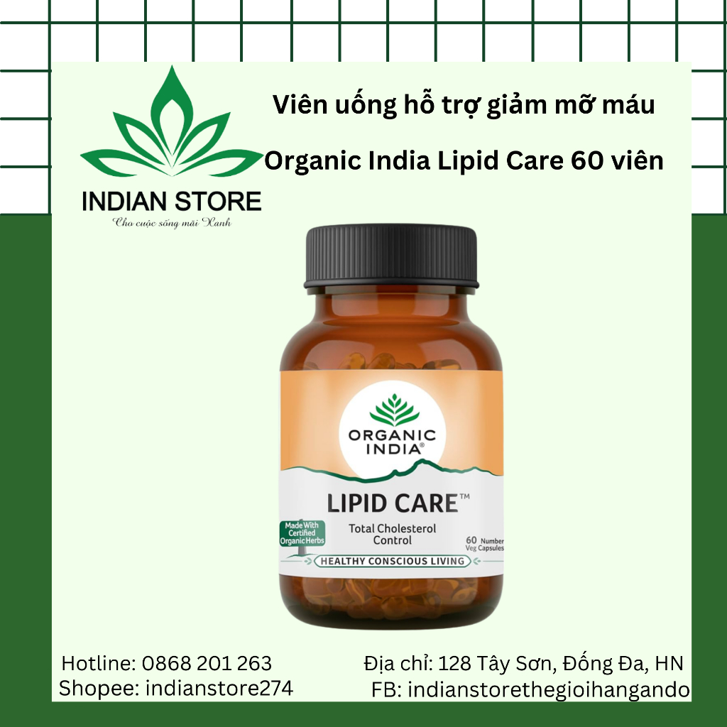 Viên uống hỗ trợ giảm mỡ máu Organic India Lipid Care