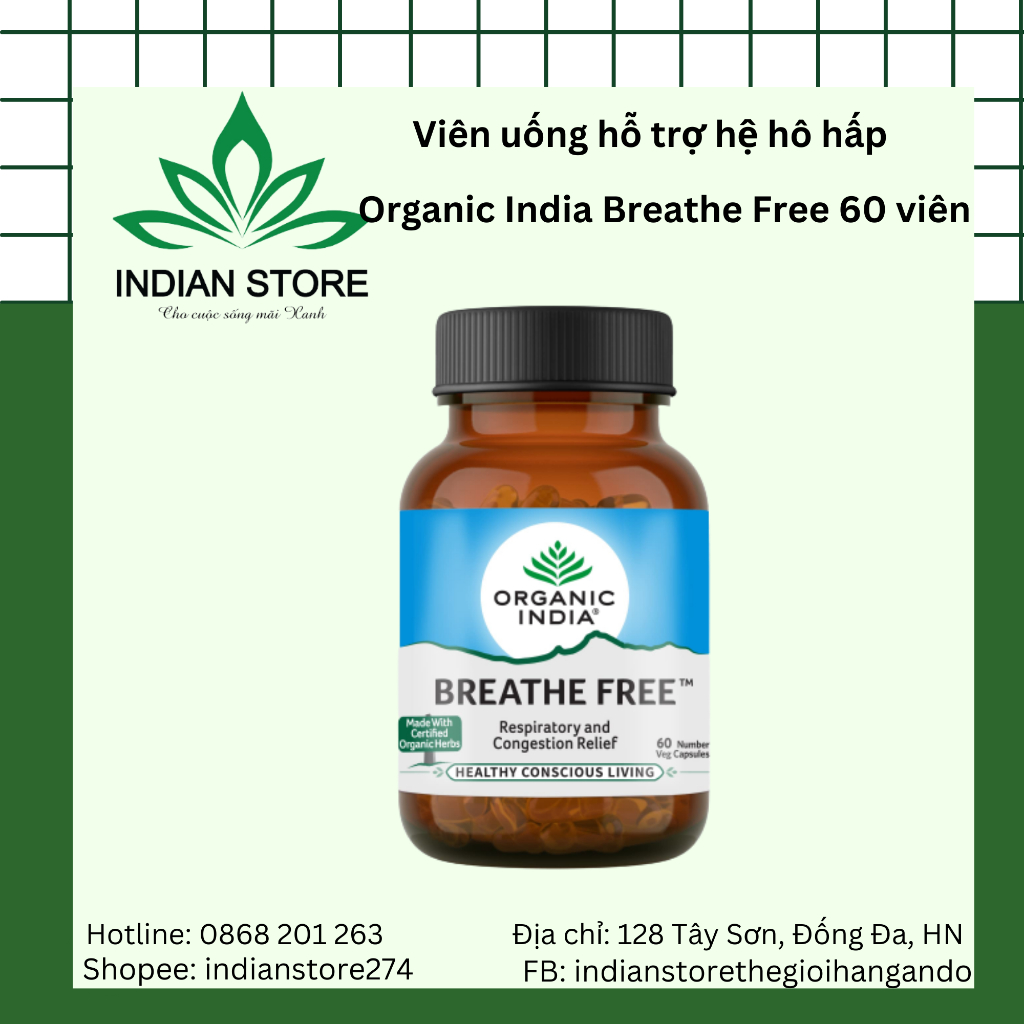 Viên uống hỗ trợ hệ hô hấp Organic India Breathe Free