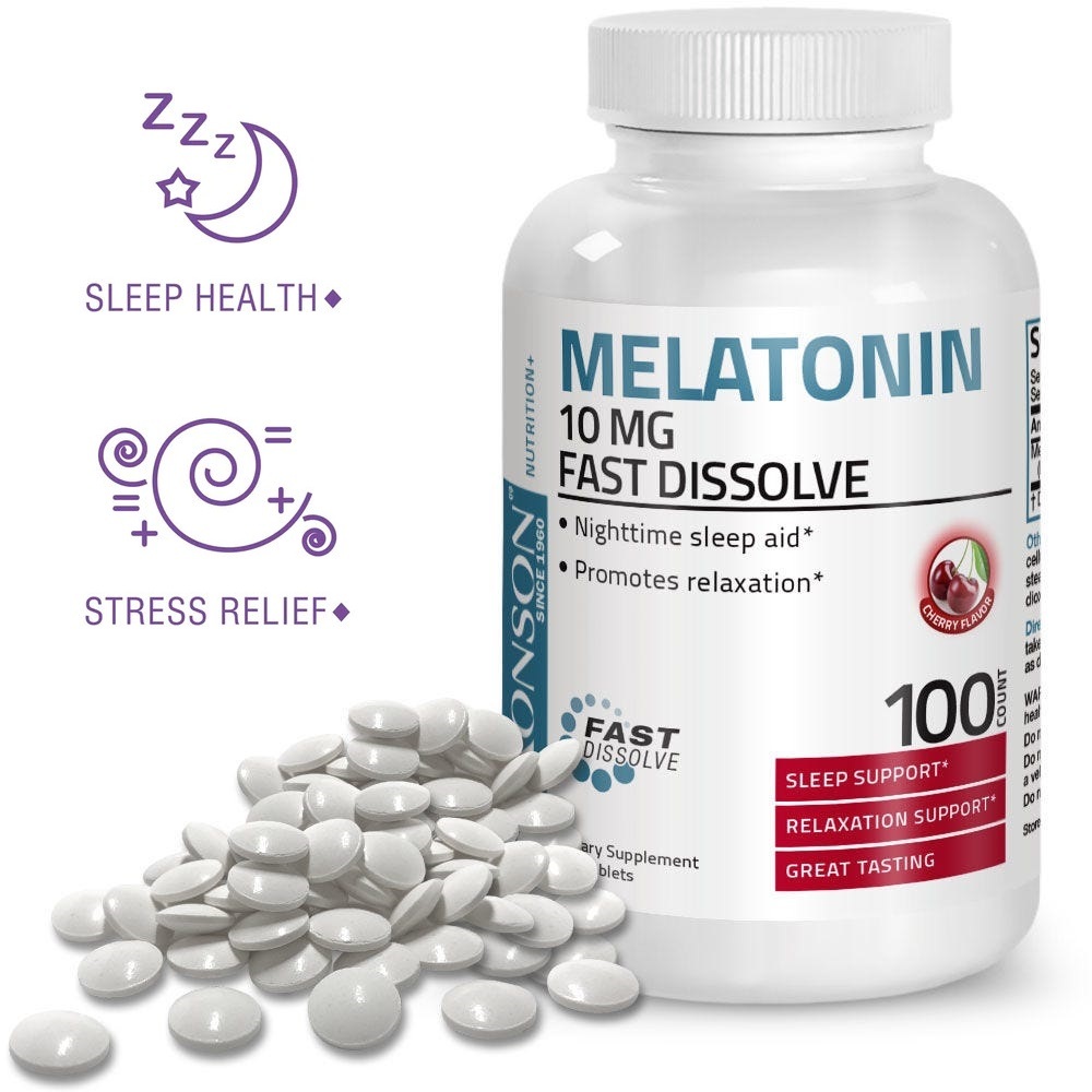 Vitamin BRONSON USA Melatonin Fast Dissolve 10mg - 100 viên - Giúp ngủ ngon