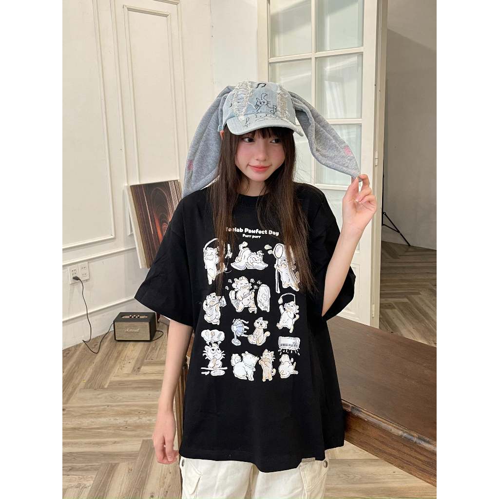 Áo Thun Nam Nữ Teelab Local Brand Chất liệu Cotton Form Oversize Pawfect Day TS215