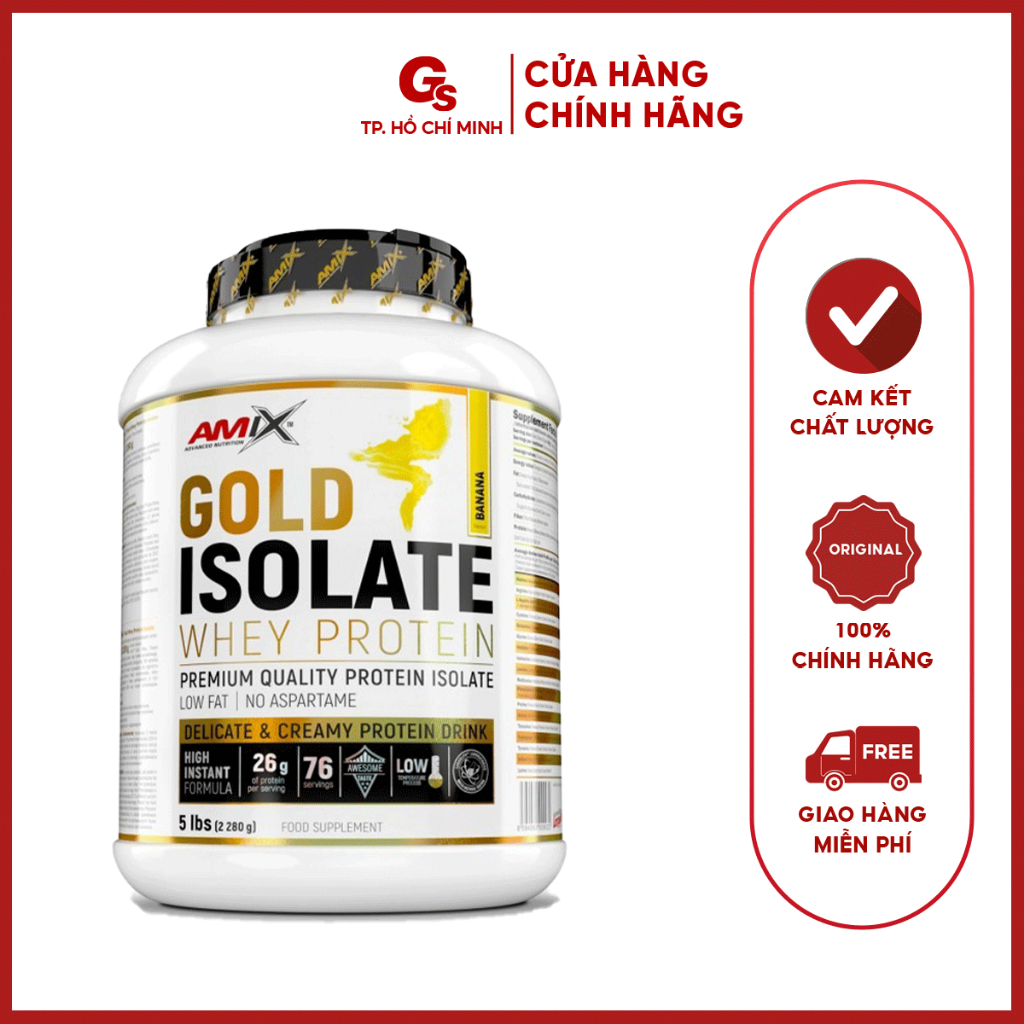 Sữa tăng cơ Amix Gold Isolate Whey Protein, 5 Lbs (76 Servings) nhập khẩu Anh - Gymstore