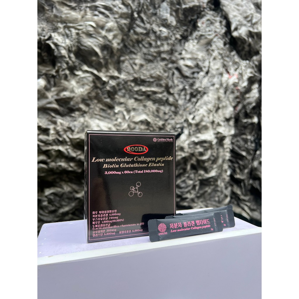 Collagen siêu vi nano Low Molecular Collagen Peptide Biotin Glutathione Elastin Collagen Golden Herb 200 Da 60 gói