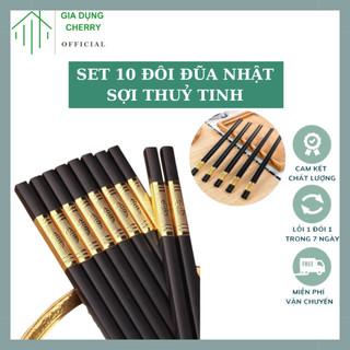 Đũa Đen Nội Địa, Đũa Nhật kháng khuẩn chống nấm mốc chống trơn trượt, Set 10 đôi đũa Nhật sợi thuỷ tinh-AA1