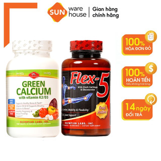 Combo Xương Khớp Bổ Sung Canxi Hữu Cơ Olympian Labs Green Calcium Và Chăm Sóc Xương Khớp Olympian labs Flex-5
