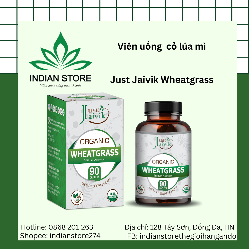 Viên uống cỏ lúa mì Just Jaivik Wheatgrass
