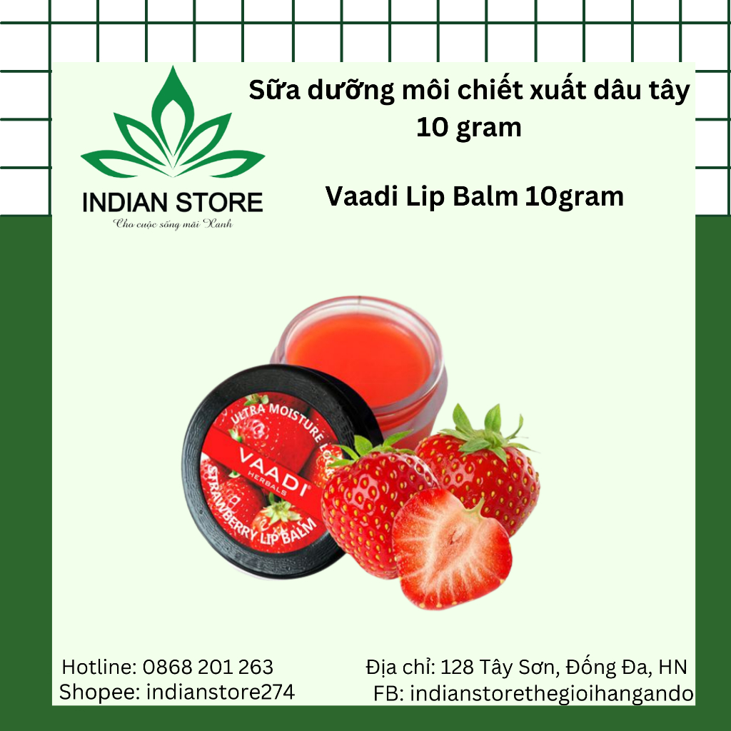 Son Dưỡng Môi Vaadi chiết xuất Dâu Tây