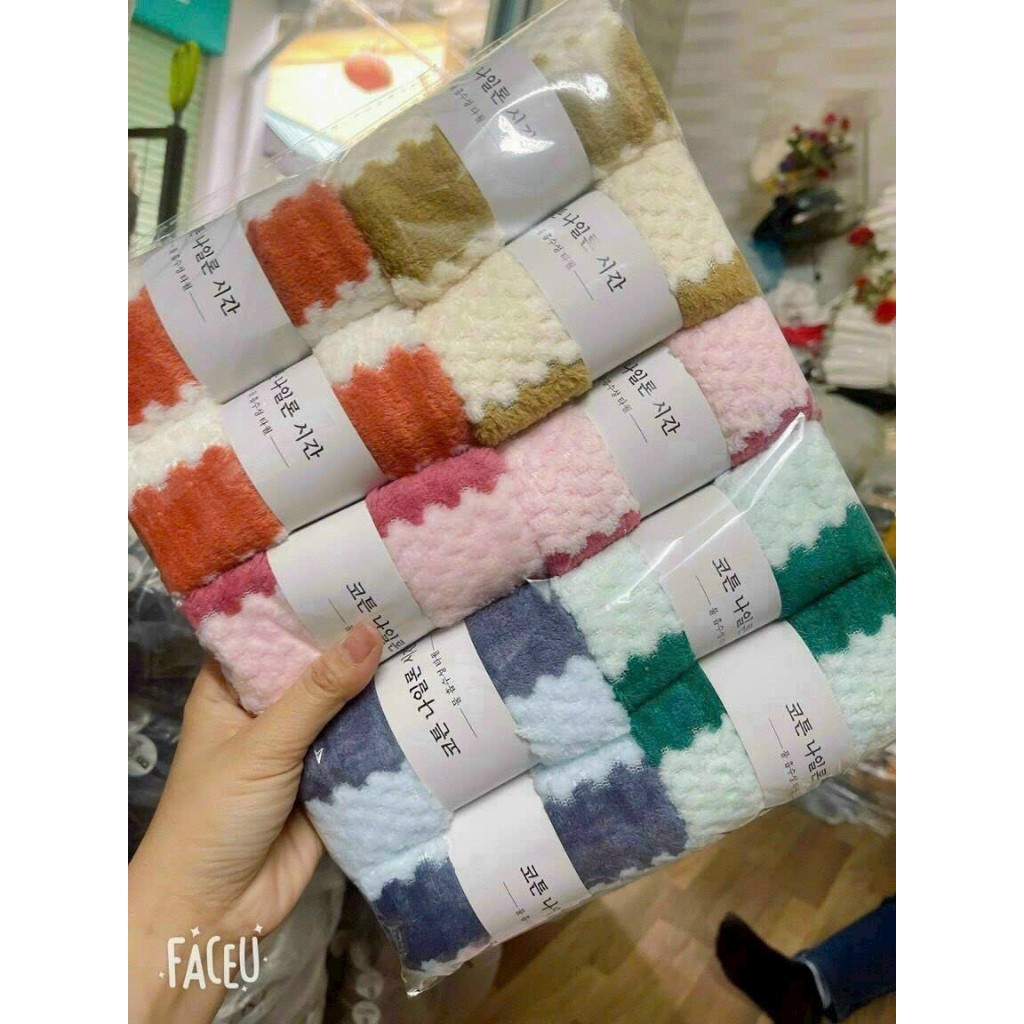 Khăn Mặt KẺ Gạo Hàn Quốc 50x30cm