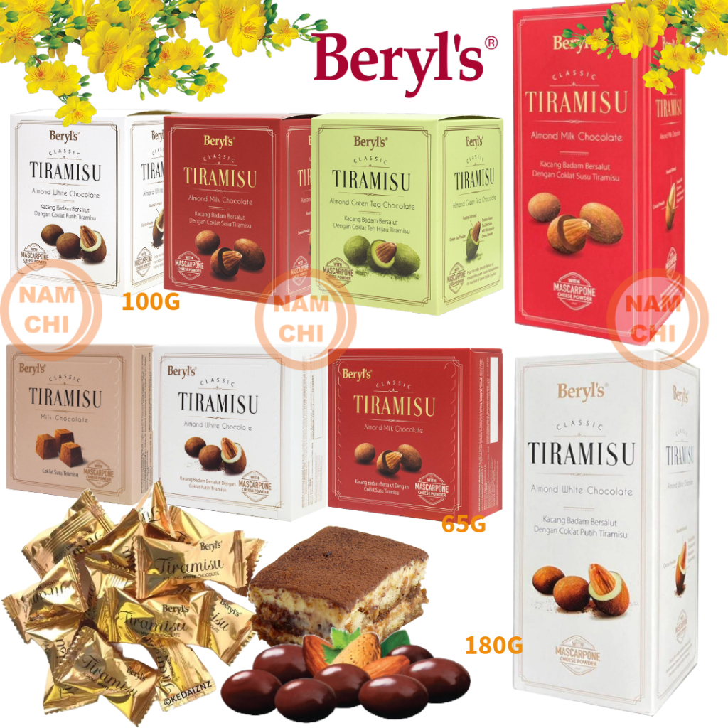 Kẹo Socola Beryl's Tiramisu Bọc Hạnh Nhân Có 4 Vị Socola - Malaysia