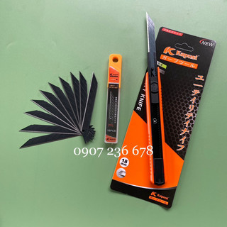 Combo dao rọc giấy mini Kapusi + lưỡi dao rọc giấy 30 độ màu đen, cắt film, cắt decal
